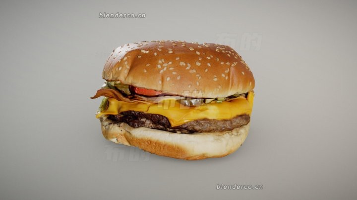 blender德克萨斯州双层皇堡模型_blender布的79