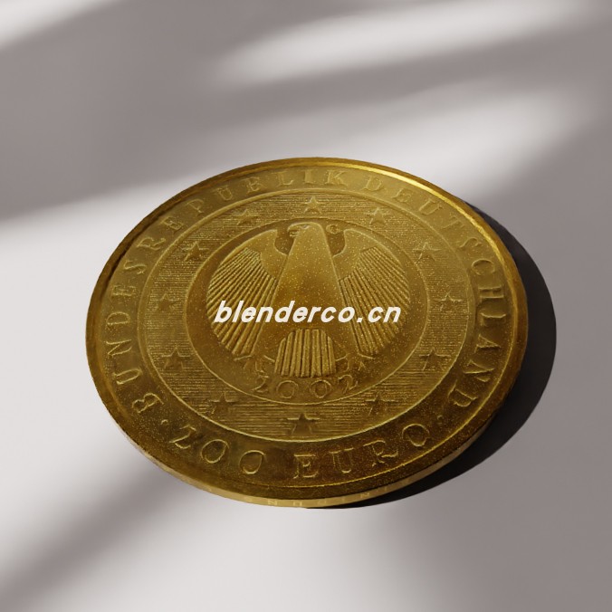 blender200欧元硬币模型_blender布的31