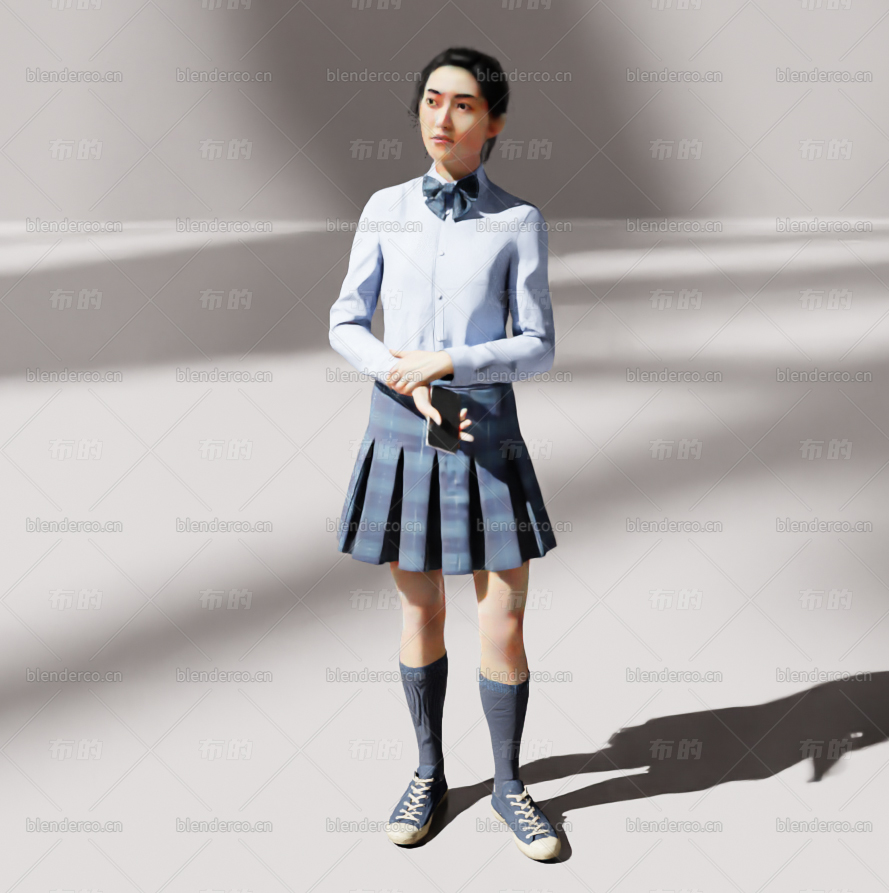 blender女学生模型blender布的03