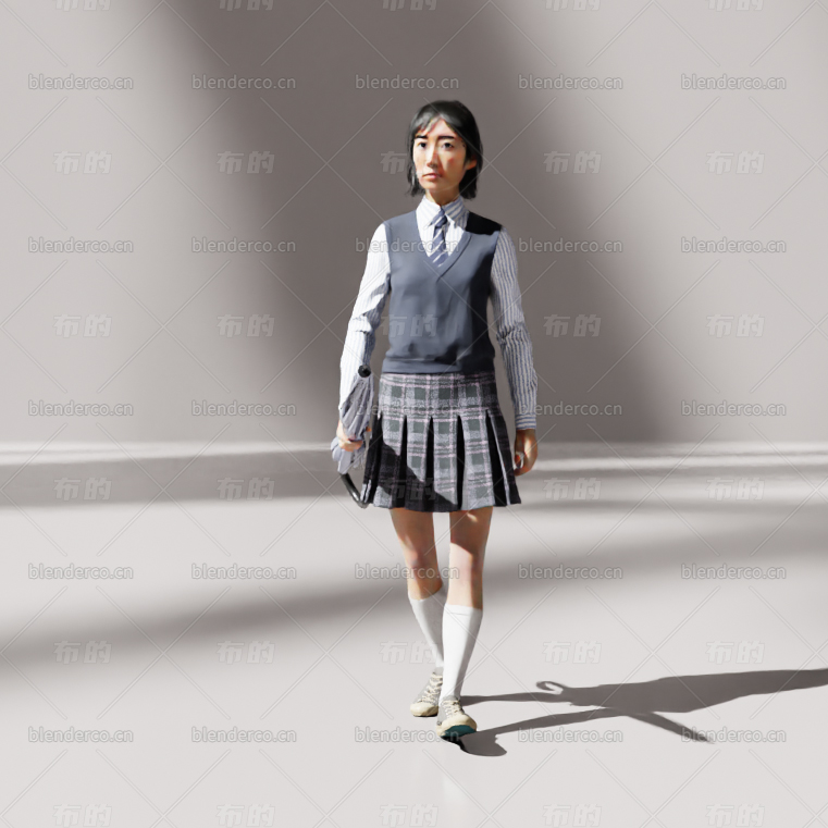 blender女学生模型blender布的30