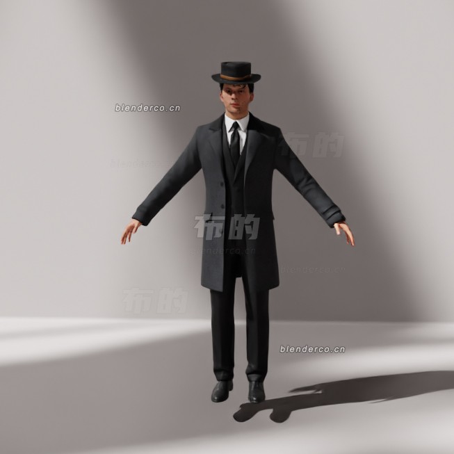 blender黑手党男性角色模型_blender布的45