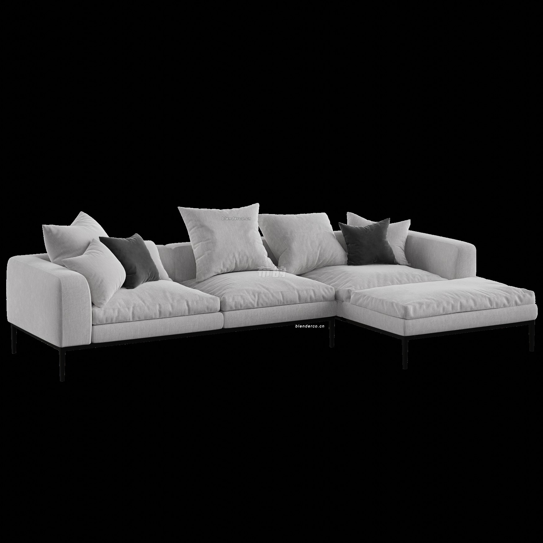 blender灰色沙发座椅模型_blender布的134