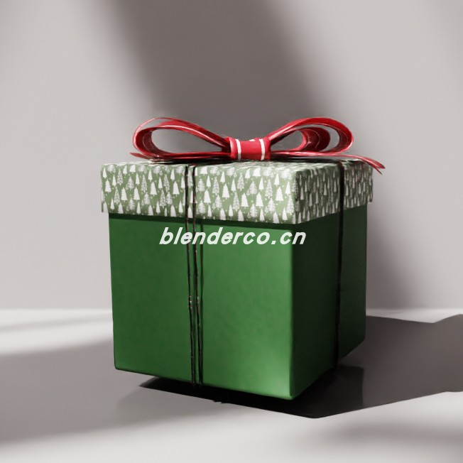 blender圣诞礼品盒 绿色模型_blender布的59