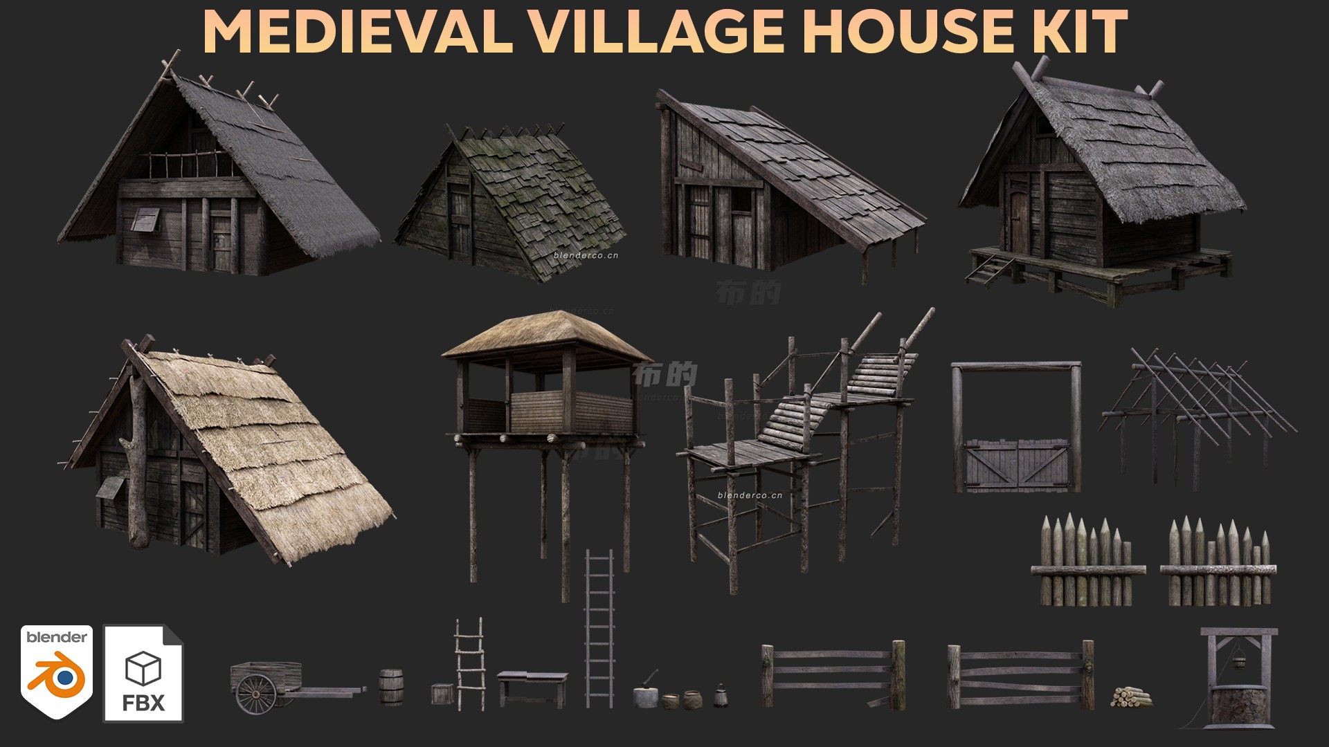 Medieval Village House Kit - Blender Market-1.png