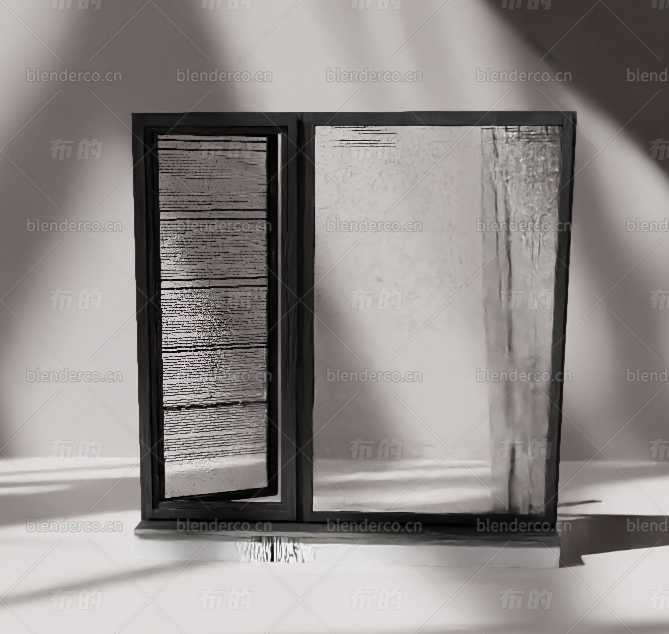 blender平开窗窗户模型26