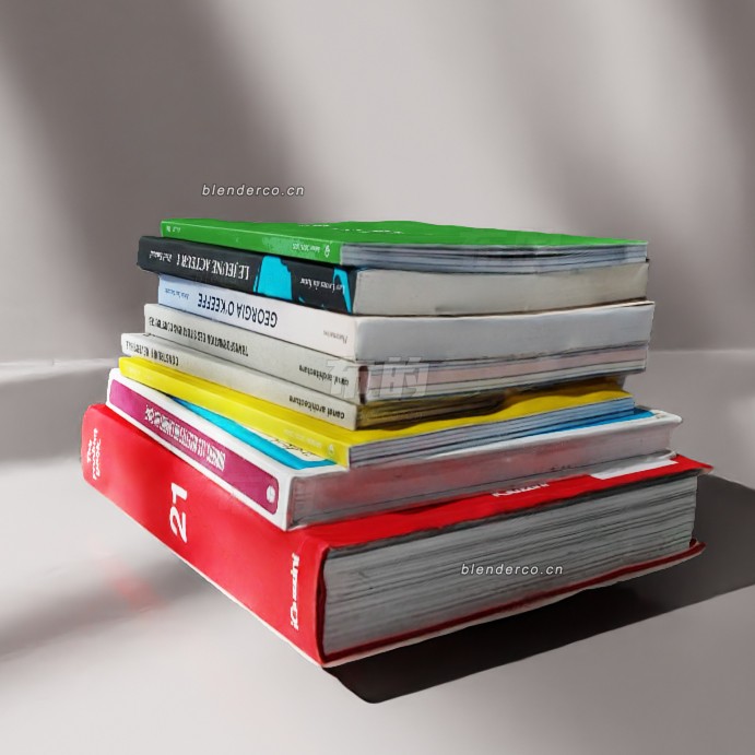 blender一堆书模型_blender布的04