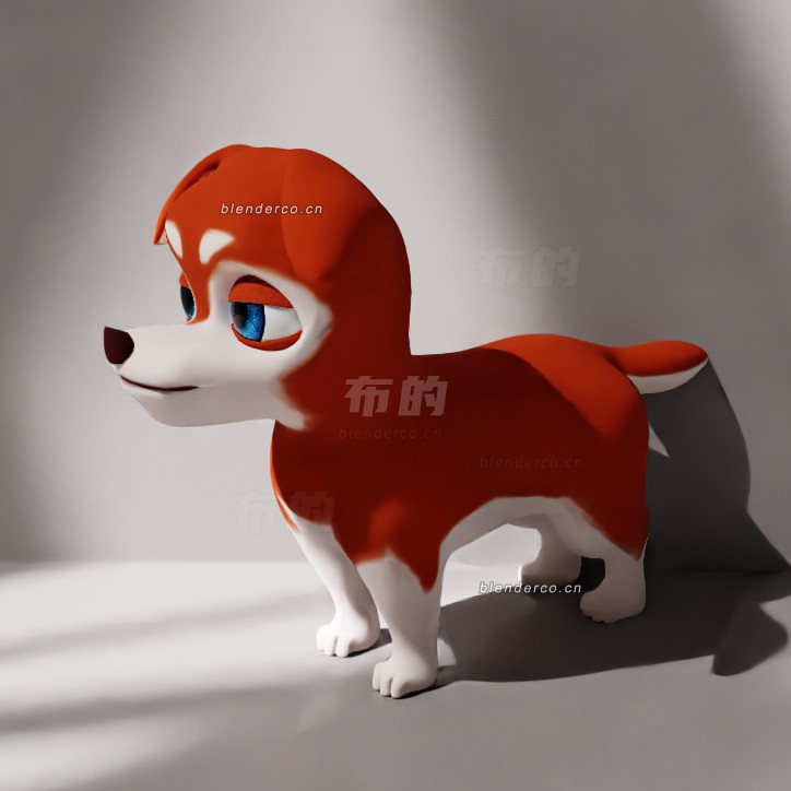 blender哈士奇小狗模型_blender布的64