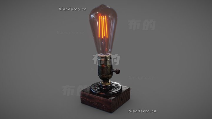 blender复古爱迪生灯模型_blender布的53