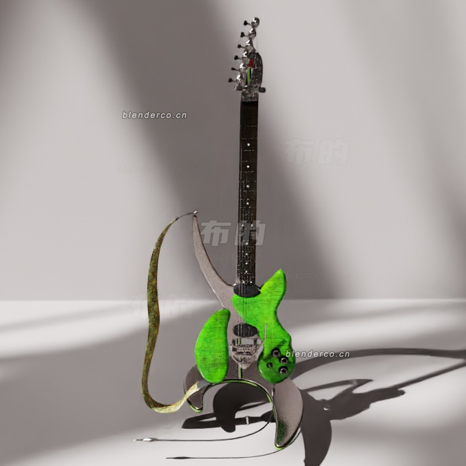 blender绿色电吉他模型_blender布的85