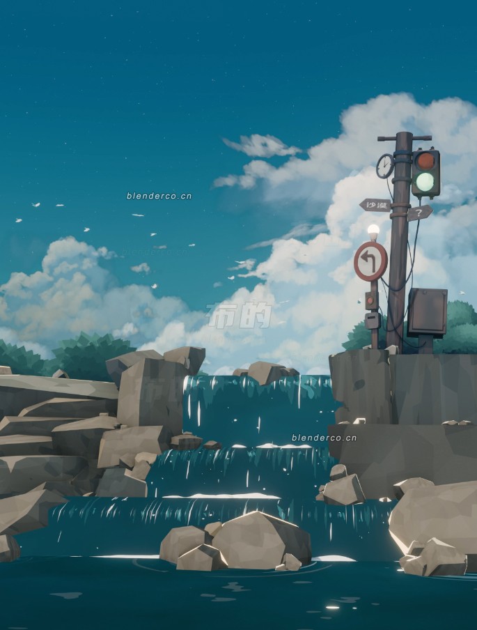 blender 白云流水