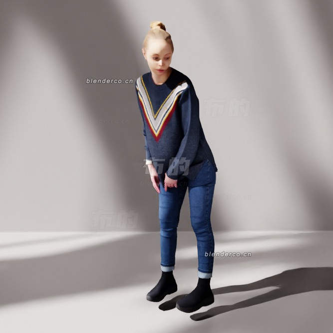 blender金发美女模型_blender布的15