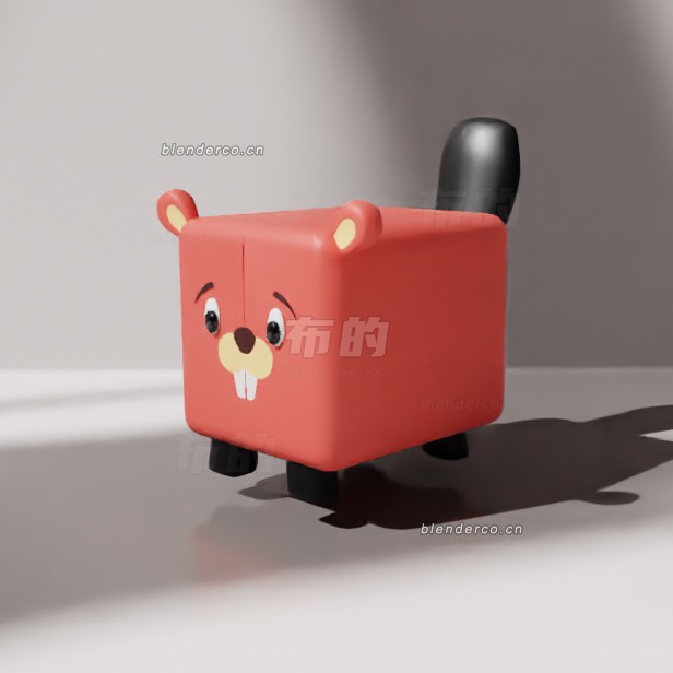blender海狸立方体动物模型_blender布的80