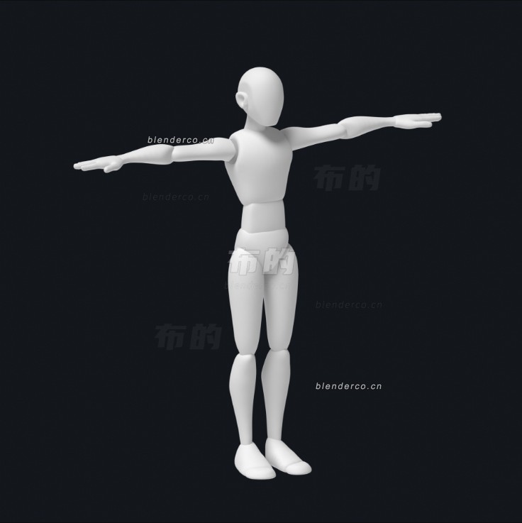 风格化小白人模型未绑定，给做绑定or动画的小白练习用