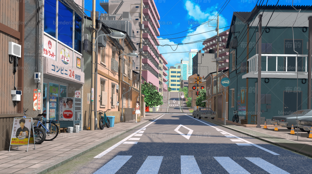 三渲二街道模型-blender布的41