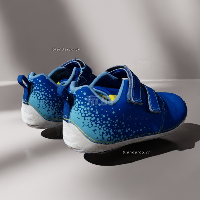 blender儿童蓝色鞋子模型_blender布的25