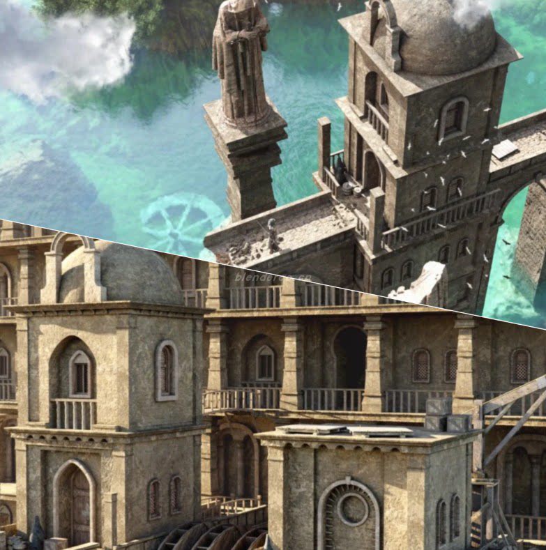 Blender 模块化古代建筑资源包 ChuckCG Modular Ancient Architecture Asset Pack