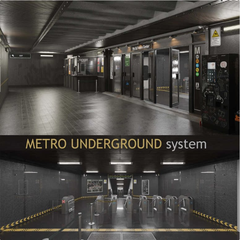 Blender地铁站3D场景模型