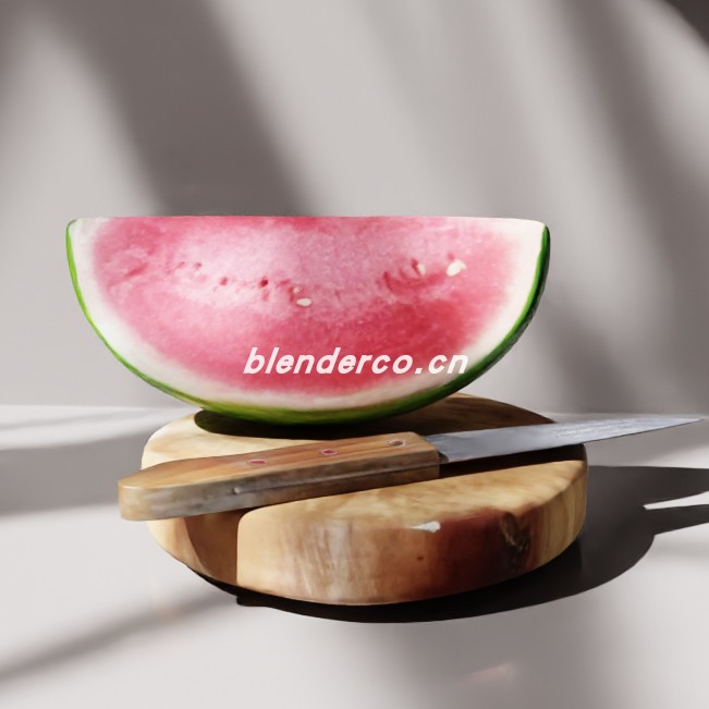 blender一份西瓜模型_blender布的04