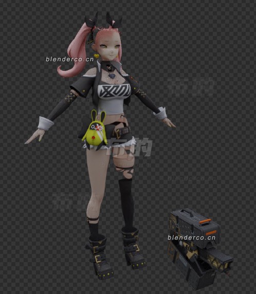妮可-绝区零的模型-官方mmd，被热心群友转成blender了，自带绑定