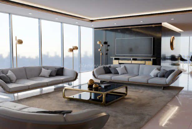 49 – 现代装饰风客厅 Blender 模型