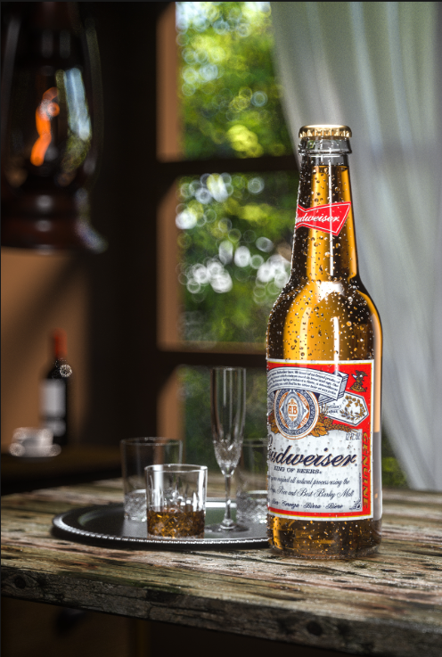 C4D复古啤酒瓶酒杯广告电商海报OC渲染3D模型场景