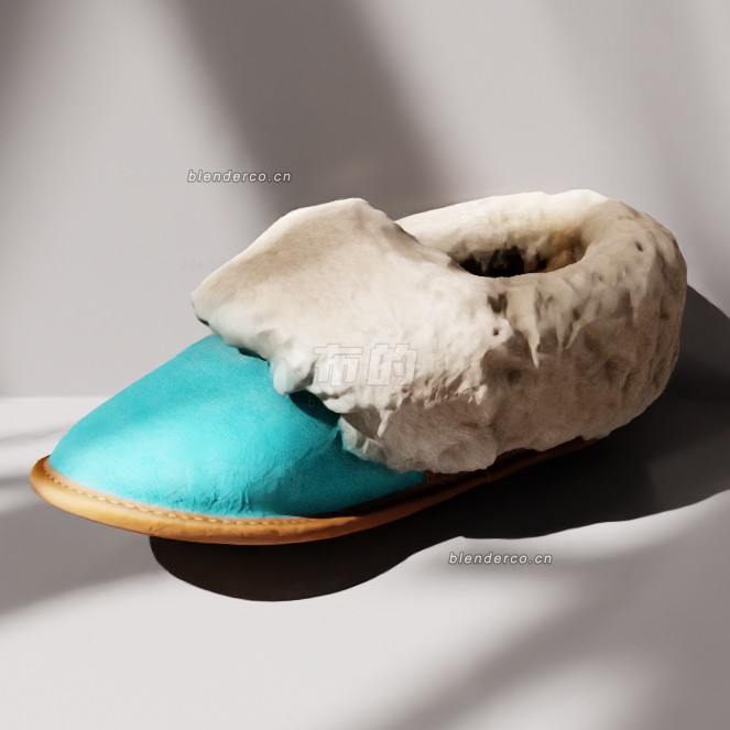 blender皮革翻领拖鞋模型_blender布的68