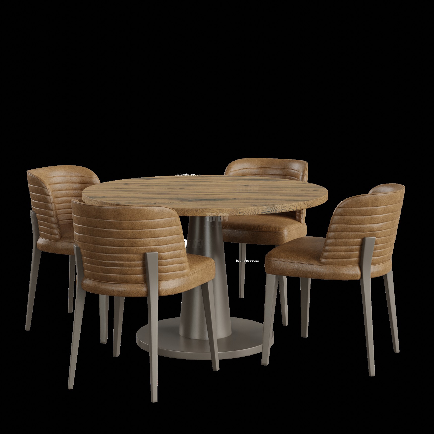 blender皮革工业餐桌椅模型_blender布的83