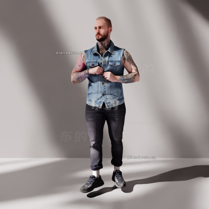 blender扣上钮扣的男人模型_blender布的83