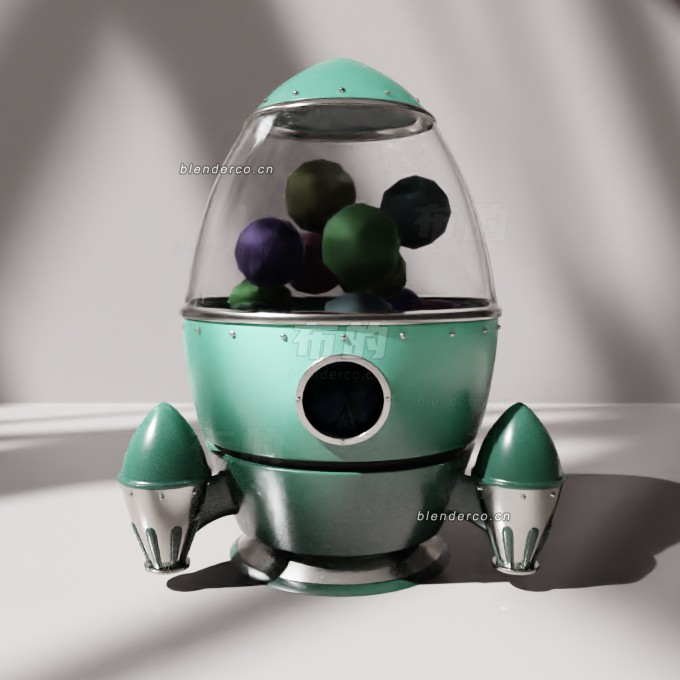 blender复古火箭船模型_blender布的12