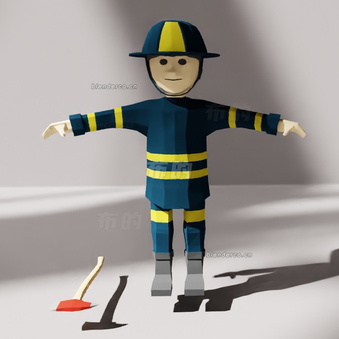 blender低聚消防装备模型_blender布的39
