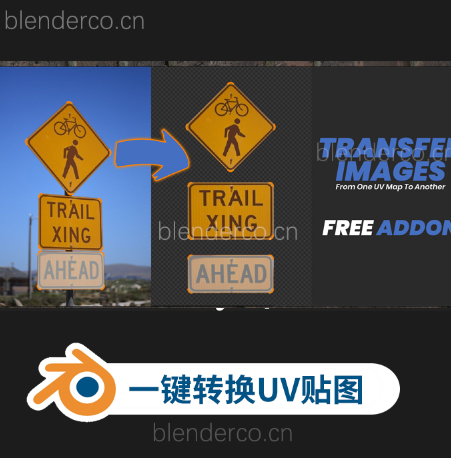 Blender插件一键转换UV贴图插件 Transfer Images v1