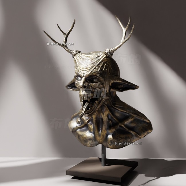 blender笑鬼胸像雕塑模型_blender布的62