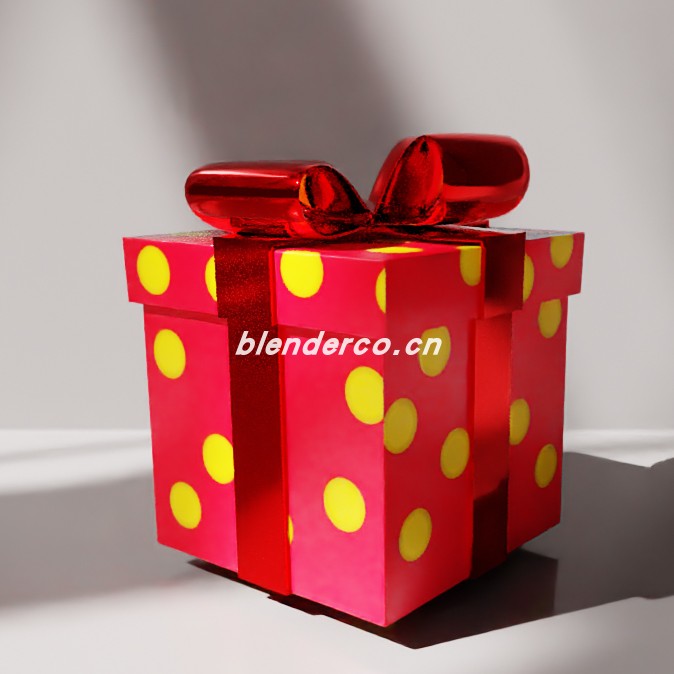 blender带金属丝带的礼物模型_blender布的101