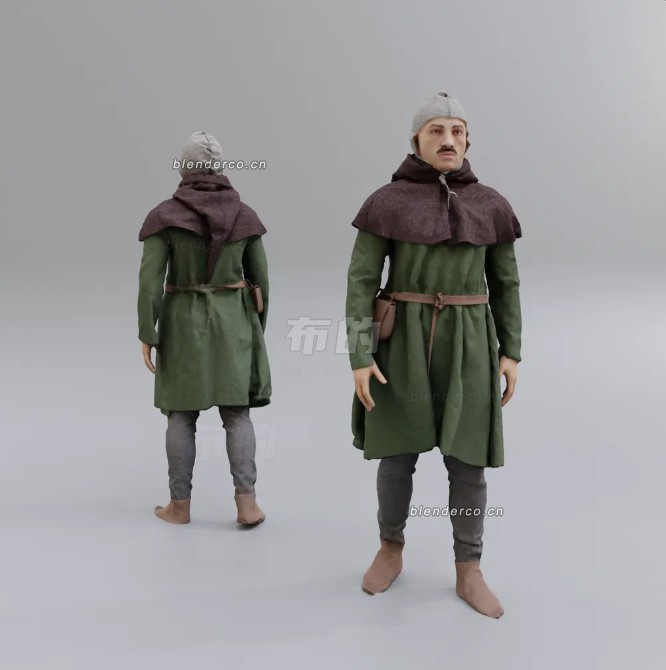 blender中世纪弓箭手模型_blender布的37