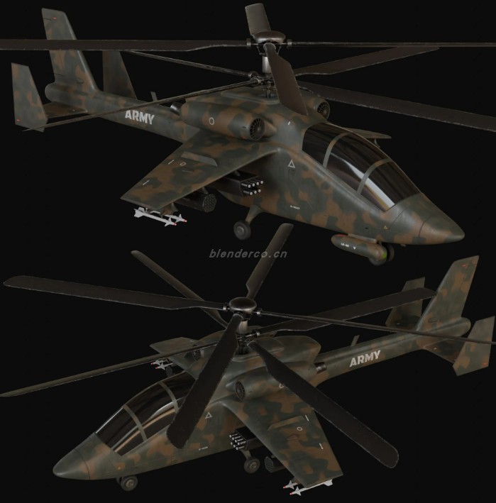Blender攻击直升机模型001