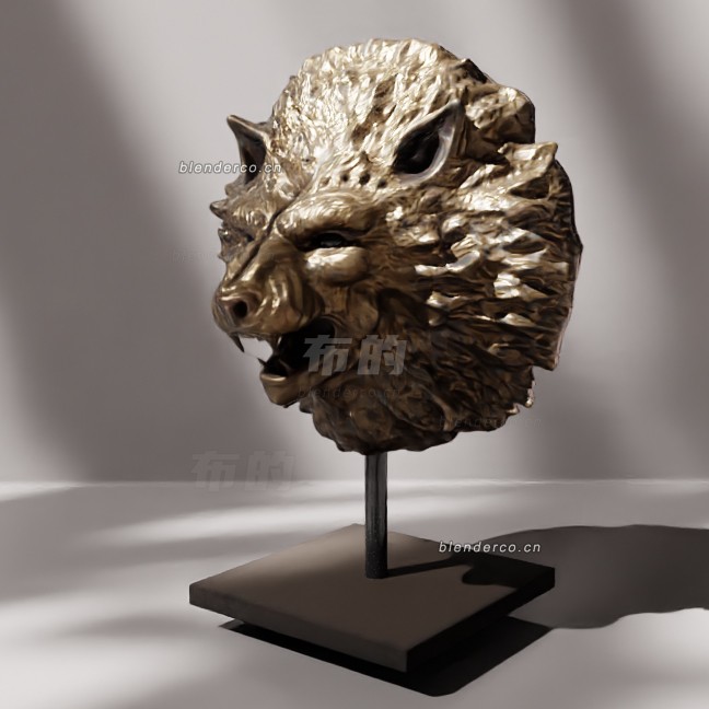 blender装饰狮子胸像雕塑模型_blender布的70