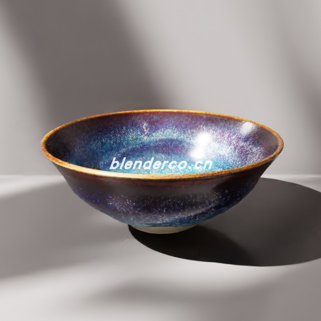 blender蓝色茶碗模型_blender布的111