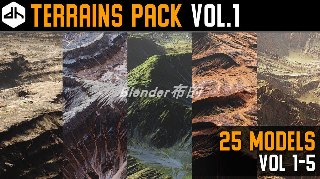 25组自然峡谷地形3D模型 Artstation – Terrains Pack Vol.1 (FBX/OBJ格式)