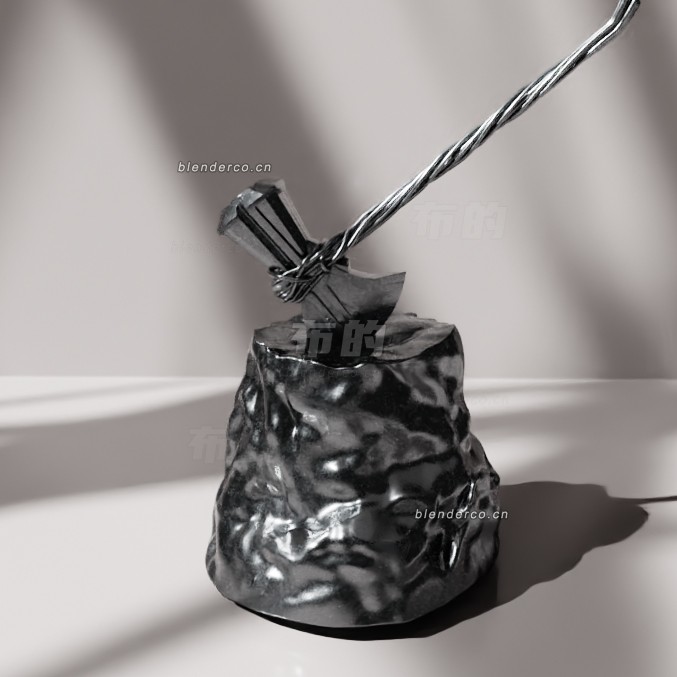 blender雷神暴风战斧雕塑模型_blender布的92