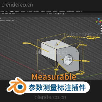 Blender模型参数测量标注插件 Measurable V1.2 blender布的