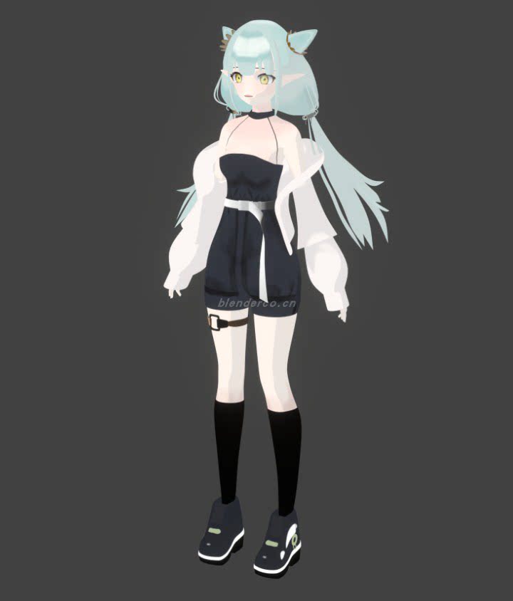 绿色头发女孩绑定骨骼