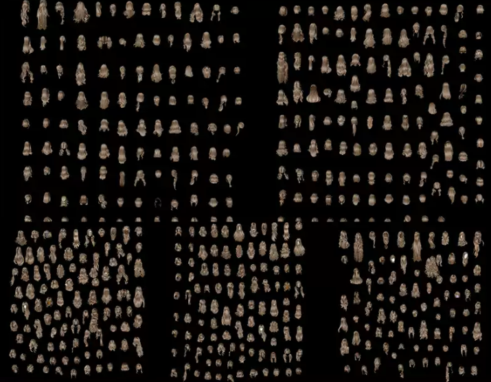 C4D FBX STL OBJ女性女孩发型头发长发短发卷发马尾辫模型