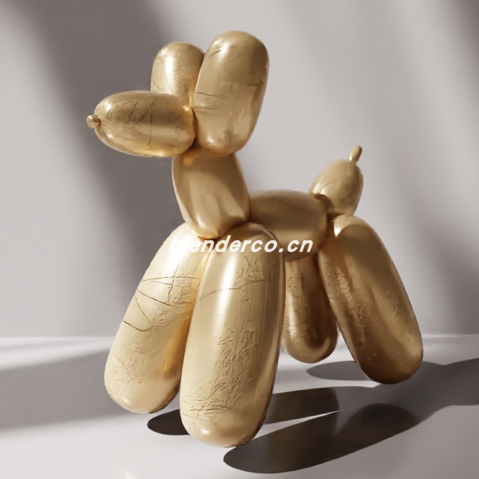 blender金属气球狗装饰模型_blender布的155