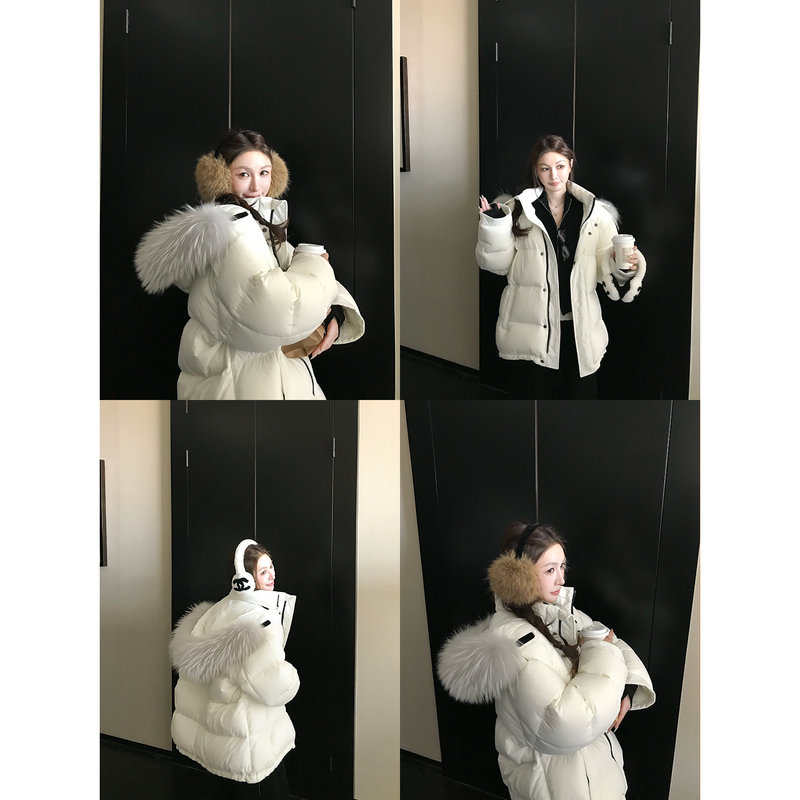 Cooking Snow by the Stove: 95% White Goose down + Raccoon Fur Detachable Hood, High-Density Lightweight High-Weight down Jacket
