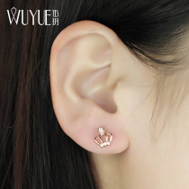 925 sterling silver small crown stud earrings women rose gold temperament color gold earrings summer simple 2021 new fashion earrings