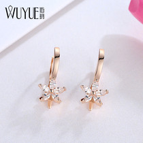 Flower Earrings female sterling silver fake diamond rose gold temperament Korean earrings ear button 2020 New Tide earrings 222