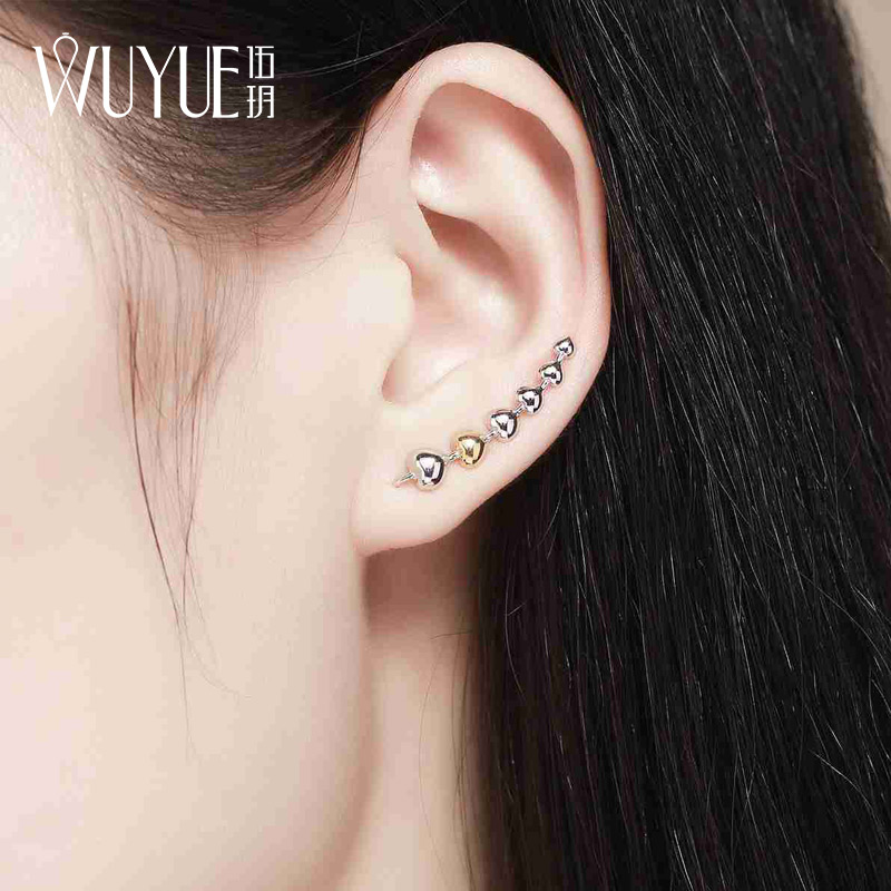 925 pure silver heart-shaped ear dress with earring earrings female earbone earbuds with a small crowdsourced design ear clip one-piece