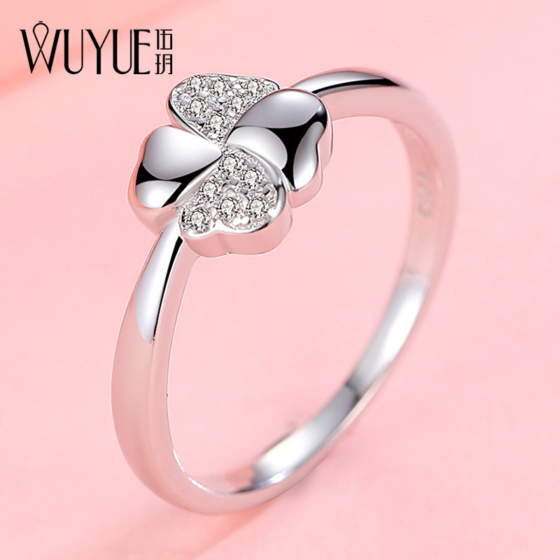 Four-leaf clover ring tail ring female little finger sterling silver 925 silver index finger single fashion minority net red fashion 33