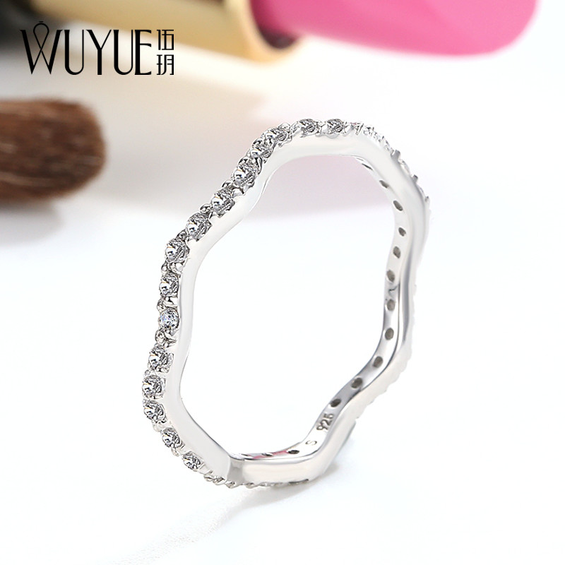 Guard ring drill ring female fine subsection forefinger full drill minimalist Korea wave silver tail ring small finger fashion personality 66