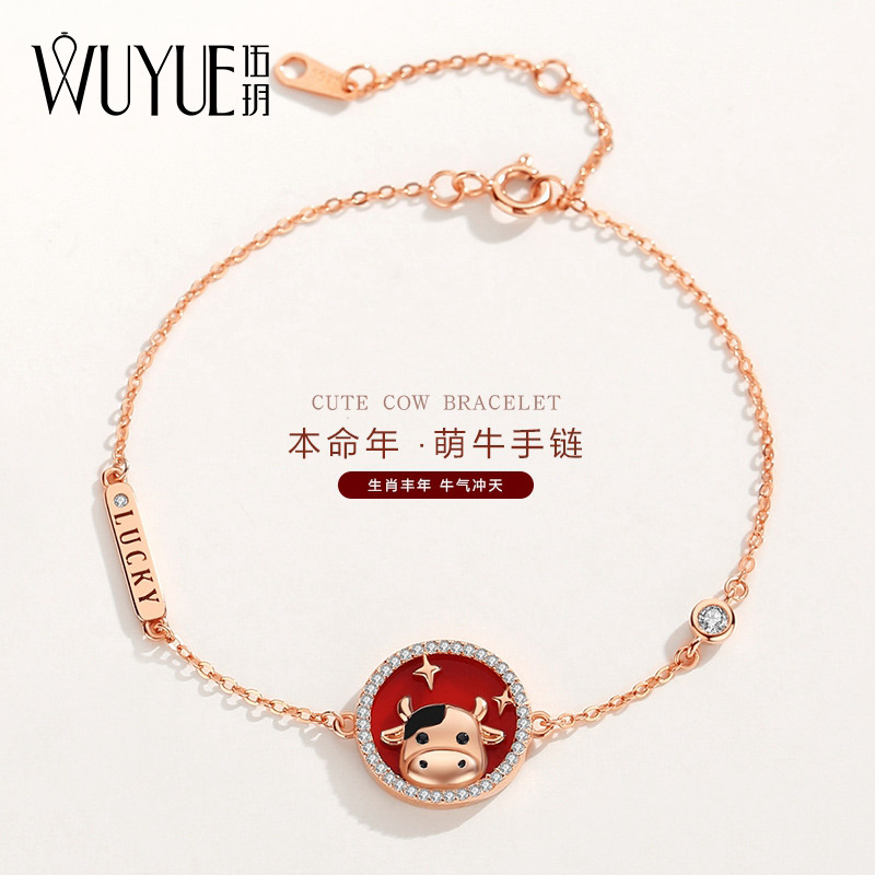 925 sterling silver cute ox hand female color gold birth year gift zodiac ox mascot ox year jewelry 2021 ox